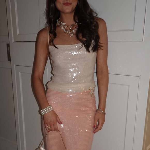 Misguided White/Cream Sequin Tank Top - Picture 2 of 3